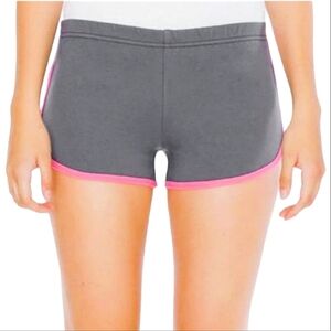 American Apparel Interlock Running Shorts Size Medium Gray w/ Pink Piping Retro